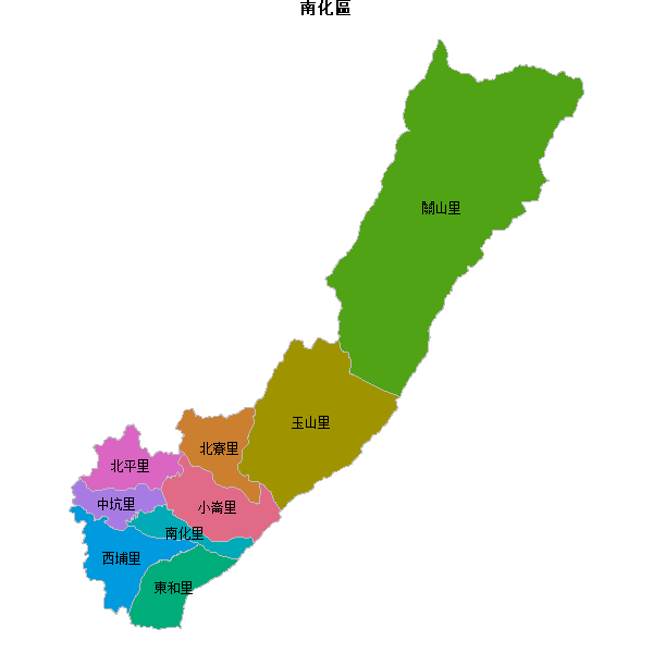 南化區乡镇地图shp数据WGS84坐标系.shp