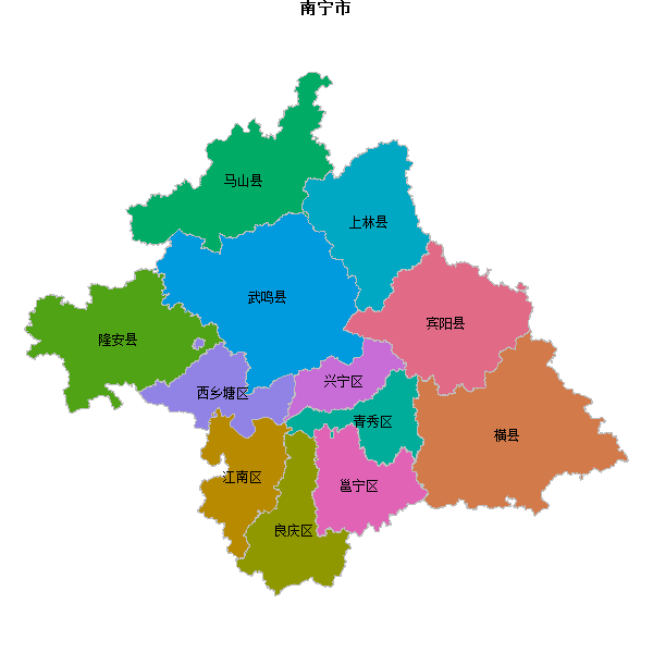 南宁市地图shp数据WGS84坐标系.shp