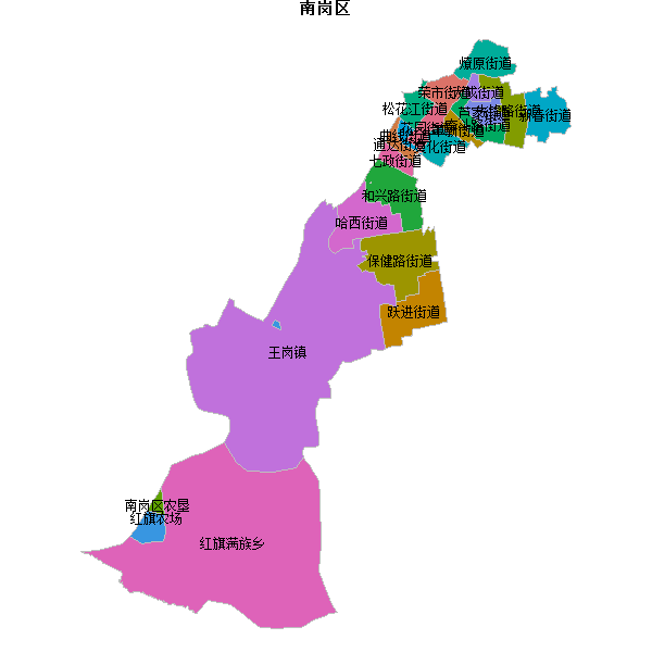 南岗区乡镇地图shp数据WGS84坐标系.shp