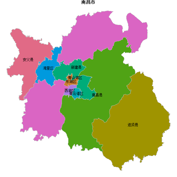 南昌市地图shp数据WGS84坐标系.shp