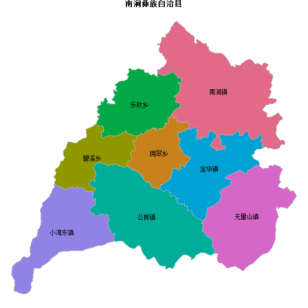 南涧彝族自治县乡镇地图shp数据WGS84坐标系.shp