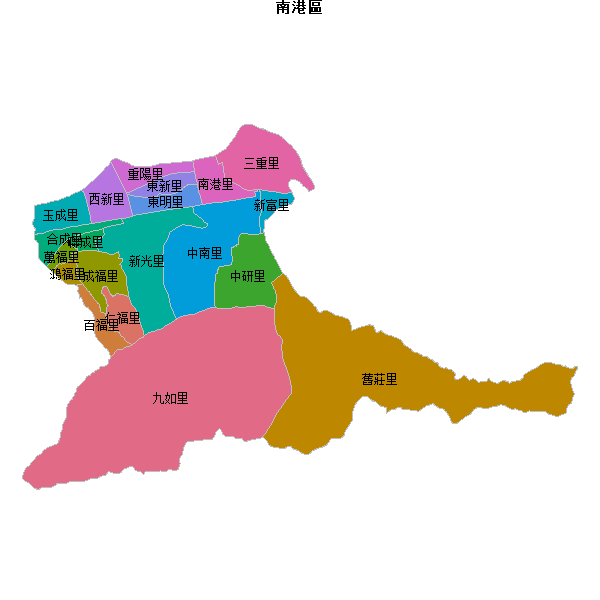 南港區乡镇地图shp数据WGS84坐标系.shp