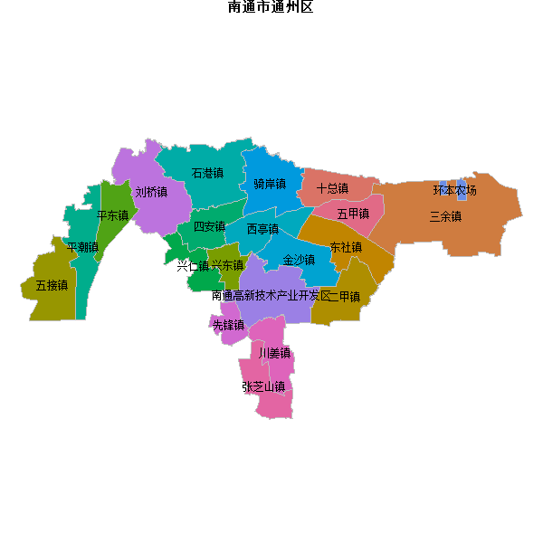 南通市通州区乡镇地图shp数据WGS84坐标系.shp