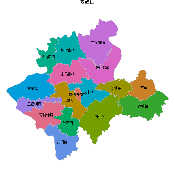 双峰县乡镇地图shp数据WGS84坐标系.shp
