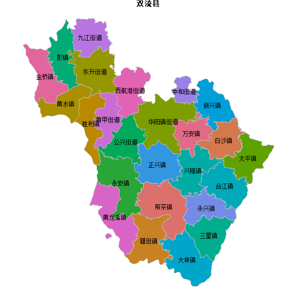 双流县乡镇地图shp数据WGS84坐标系.shp