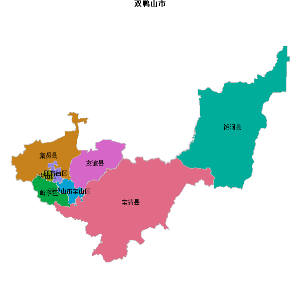 双鸭山市地图shp数据WGS84坐标系.shp