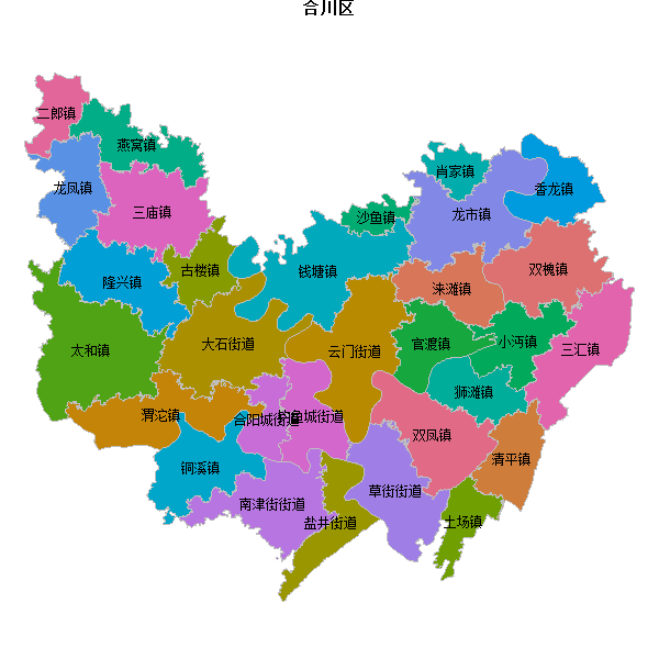 合川区乡镇地图shp数据WGS84坐标系.shp