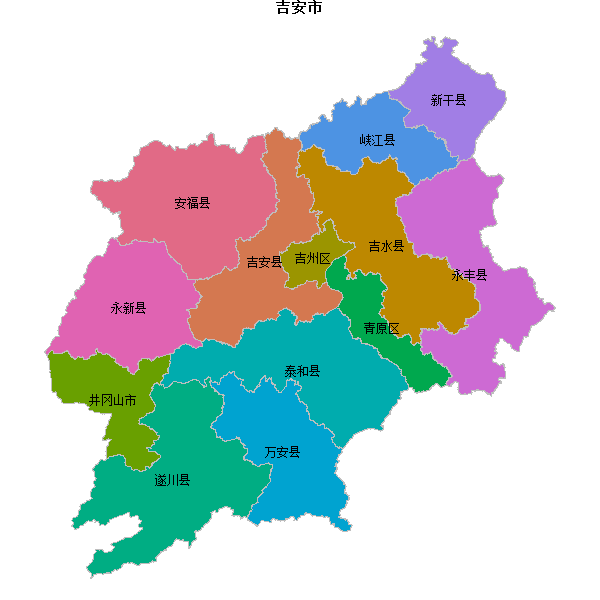 吉安市地图shp数据WGS84坐标系.shp