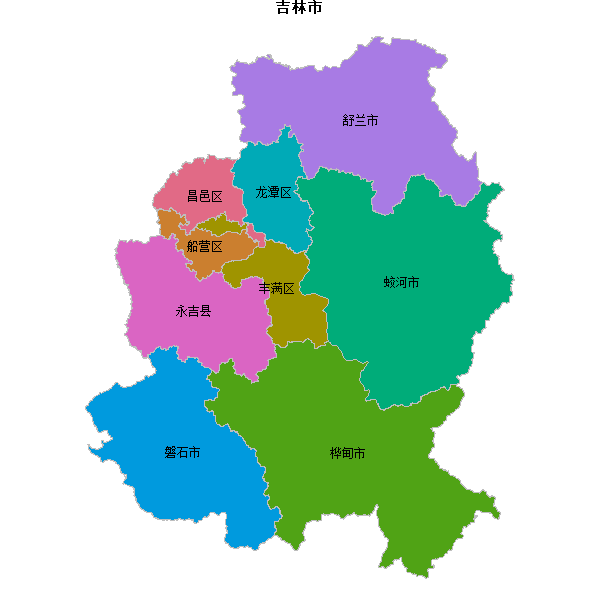 吉林市地图shp数据WGS84坐标系.shp
