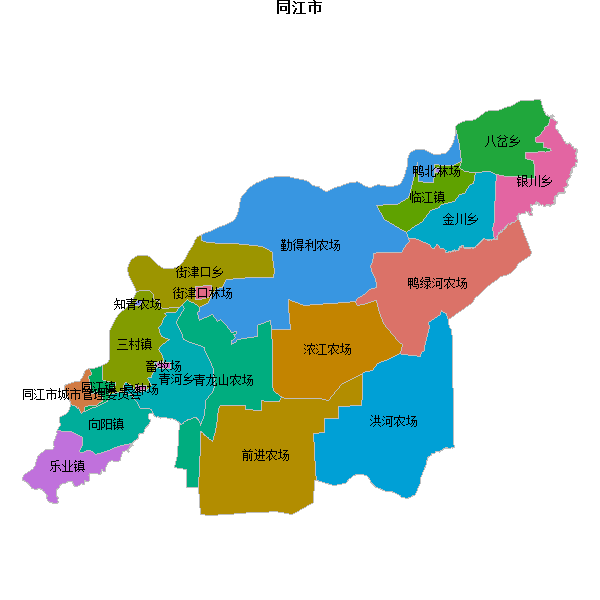 同江市乡镇地图shp数据WGS84坐标系.shp