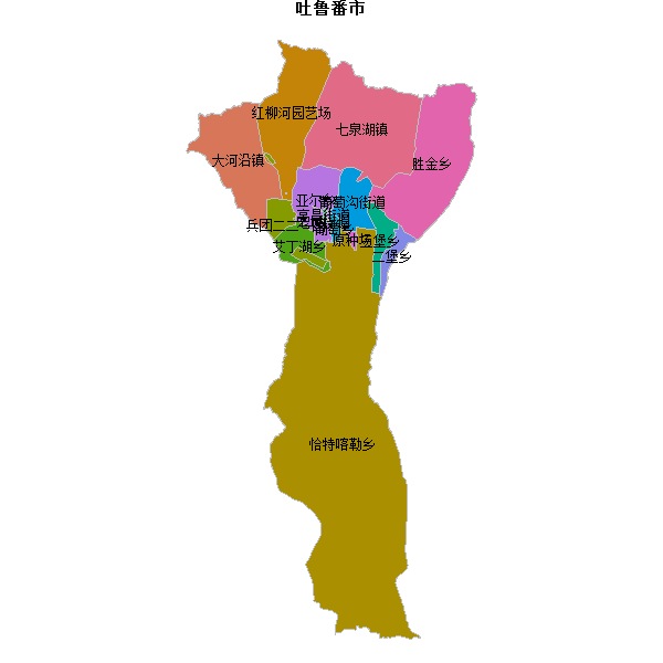 吐鲁番市乡镇地图shp数据WGS84坐标系.shp