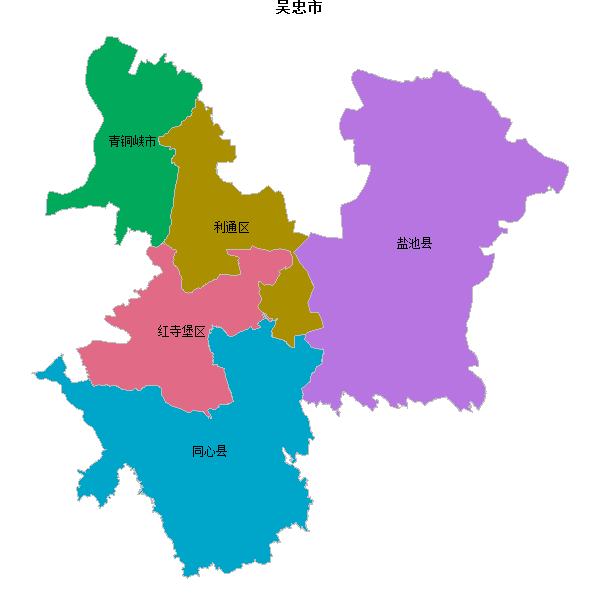 吴忠市地图shp数据WGS84坐标系.shp