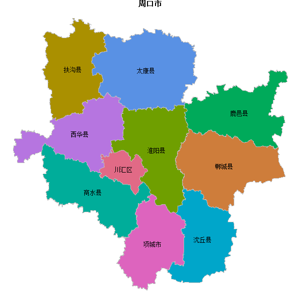 周口市地图shp数据WGS84坐标系.shp