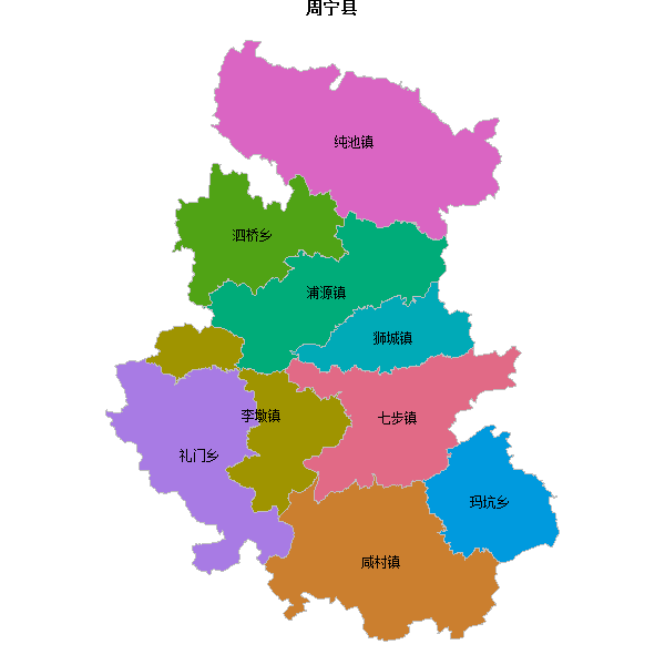 周宁县乡镇地图DWG数据WGS84坐标系.DWG