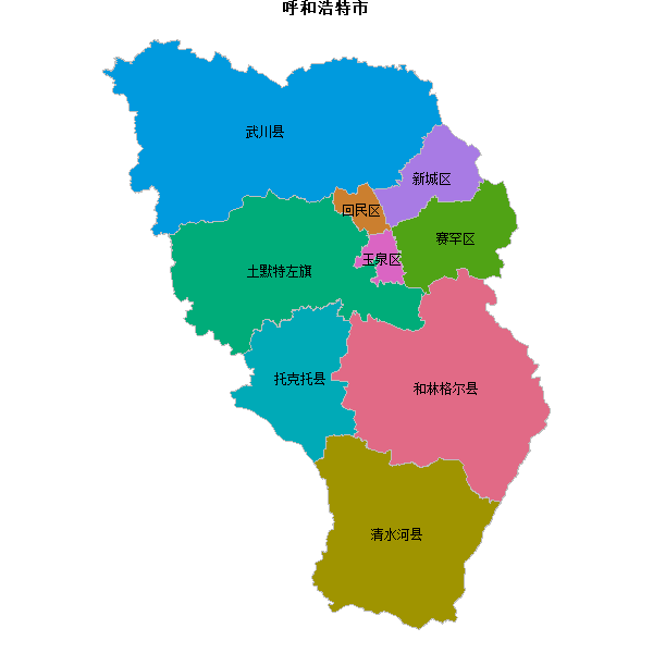 呼和浩特市地图shp数据WGS84坐标系.shp