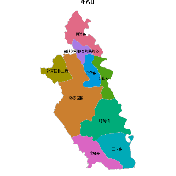 呼玛县乡镇地图shp数据WGS84坐标系.shp