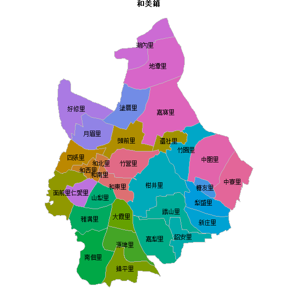 和美鎮乡镇地图shp数据WGS84坐标系.shp