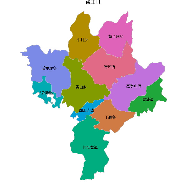 咸丰县乡镇地图shp数据WGS84坐标系.shp