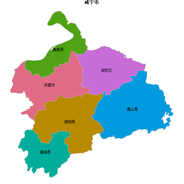 咸宁市地图shp数据WGS84坐标系.shp