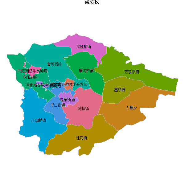 咸安区乡镇地图shp数据WGS84坐标系.shp