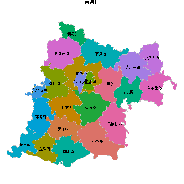 唐河县乡镇地图shp数据WGS84坐标系.shp