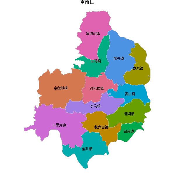 商南县乡镇地图shp数据WGS84坐标系.shp