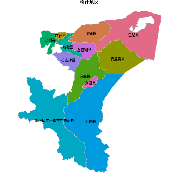 喀什地区地图shp数据WGS84坐标系.shp