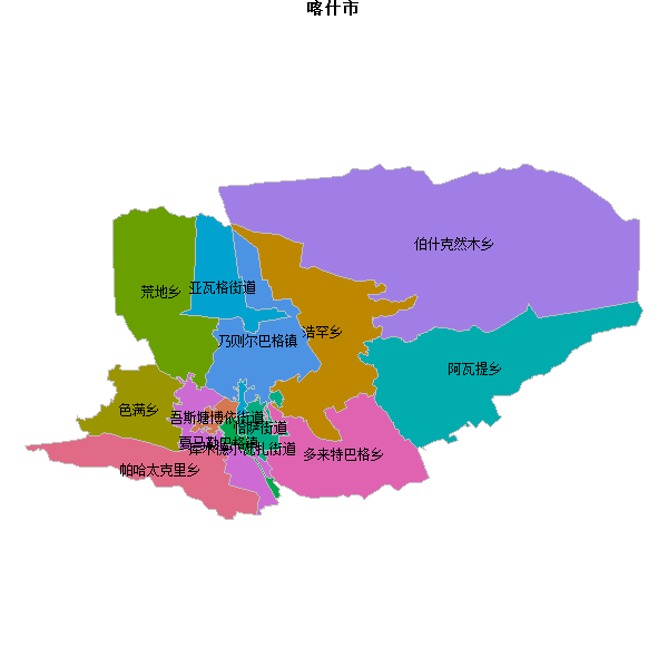 喀什市乡镇地图shp数据WGS84坐标系.shp