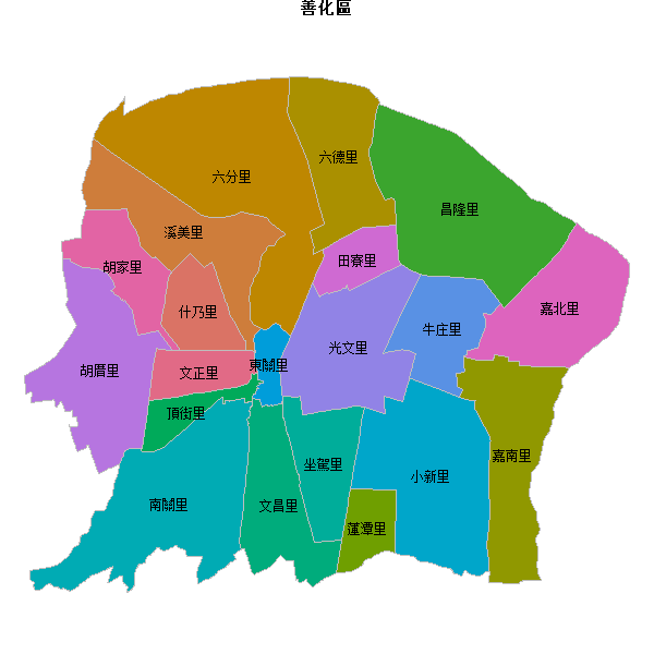 善化區乡镇地图shp数据WGS84坐标系.shp