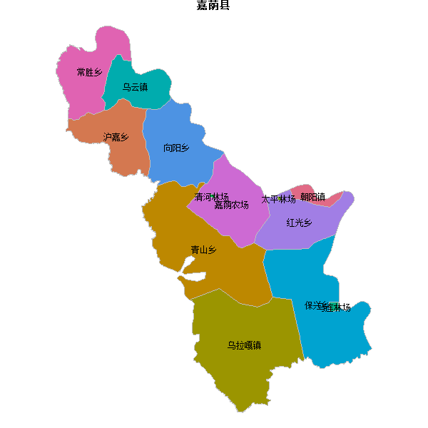 嘉荫县乡镇地图shp数据WGS84坐标系.shp