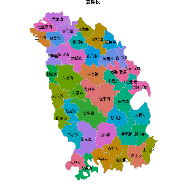 嘉陵区乡镇地图shp数据WGS84坐标系.shp