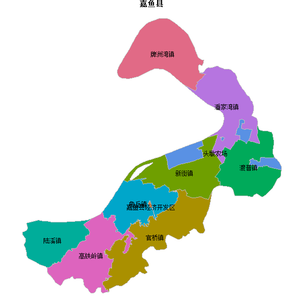 嘉鱼县乡镇地图shp数据WGS84坐标系.shp