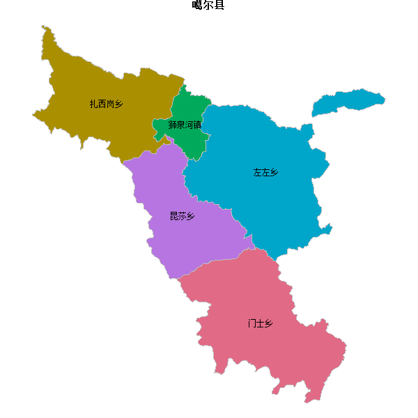噶尔县乡镇地图shp数据WGS84坐标系.shp