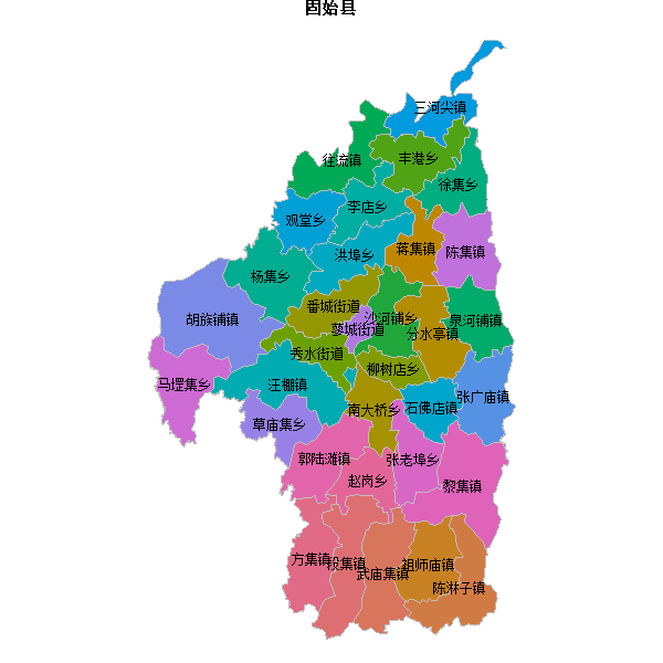 固始县乡镇地图shp数据WGS84坐标系.shp