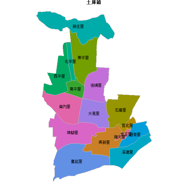 土庫鎮乡镇地图shp数据WGS84坐标系.shp