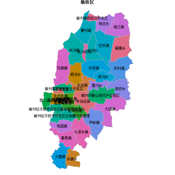 埇桥区乡镇地图shp数据WGS84坐标系.shp