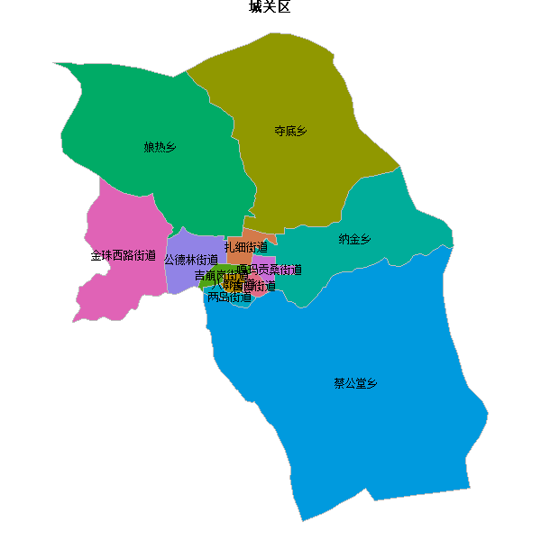 城关区乡镇地图shp数据WGS84坐标系.shp