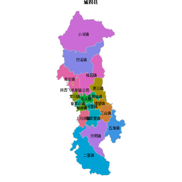 城固县乡镇地图shp数据WGS84坐标系.shp