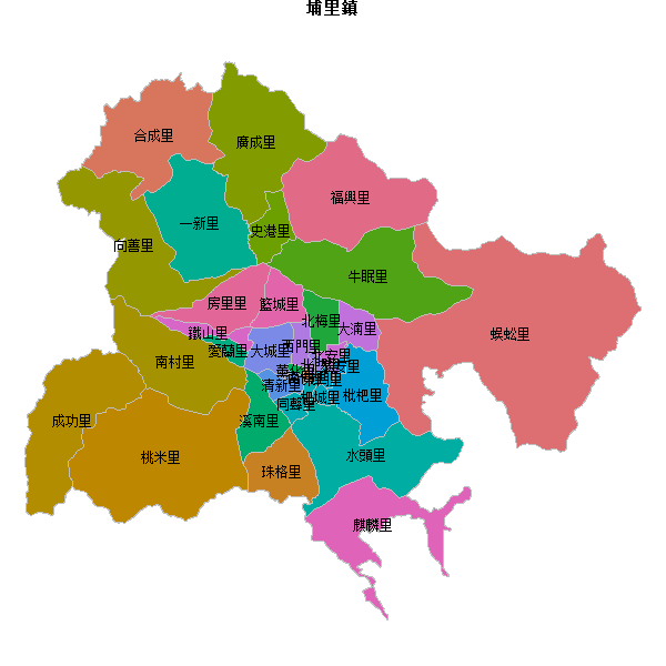 埔里鎮乡镇地图shp数据WGS84坐标系.shp
