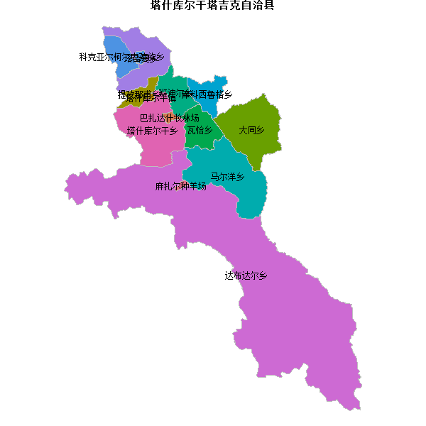 塔什库尔干塔吉克自治县乡镇地图shp数据WGS84坐标系.shp