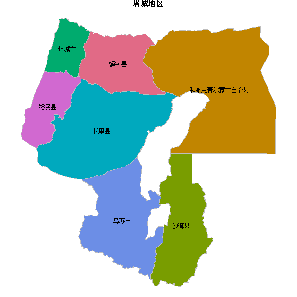塔城地区地图shp数据WGS84坐标系.shp