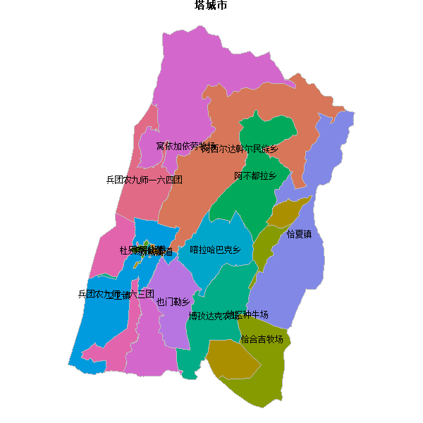 塔城市乡镇地图shp数据WGS84坐标系.shp