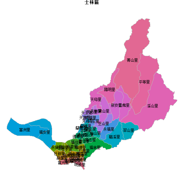 士林區乡镇地图shp数据WGS84坐标系.shp