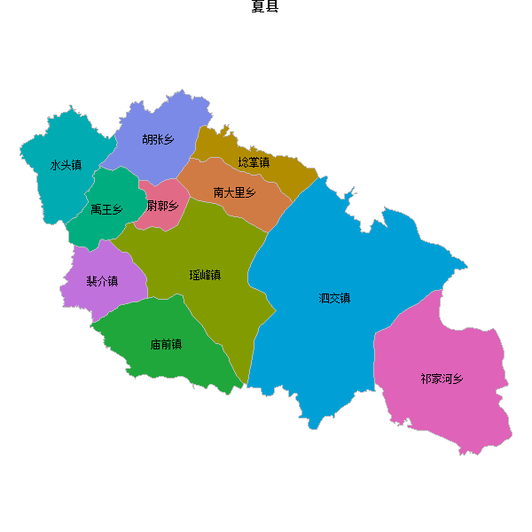 夏县乡镇地图shp数据WGS84坐标系.shp