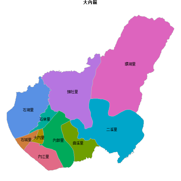 大內區乡镇地图shp数据WGS84坐标系.shp