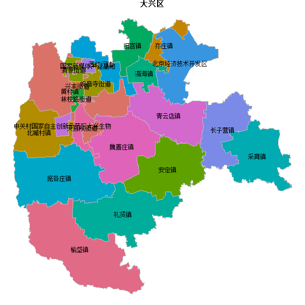 大兴区乡镇地图JSON数据WGS84坐标系.json