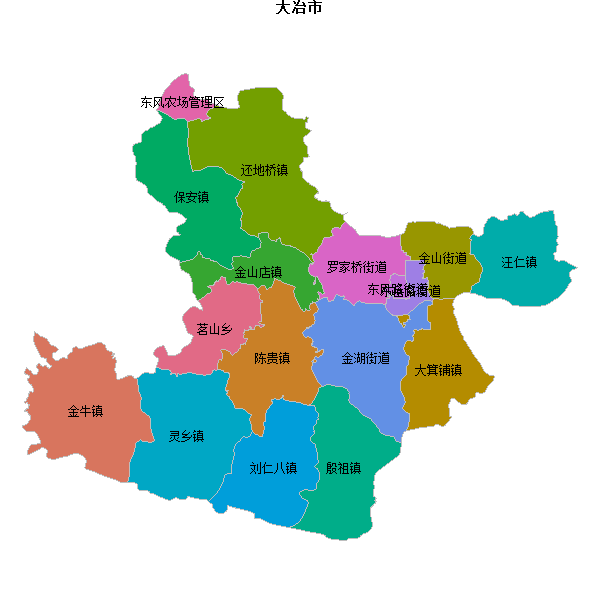 大冶市乡镇地图shp数据WGS84坐标系.shp