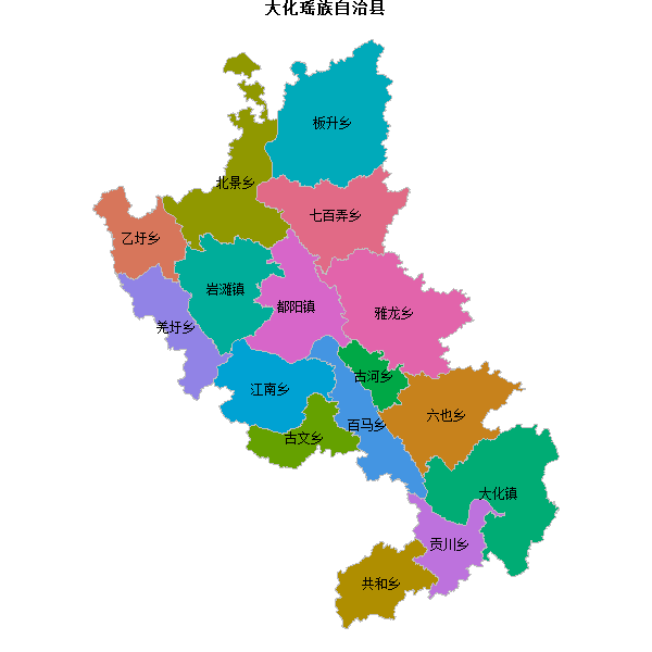 大化瑶族自治县乡镇地图shp数据WGS84坐标系.shp