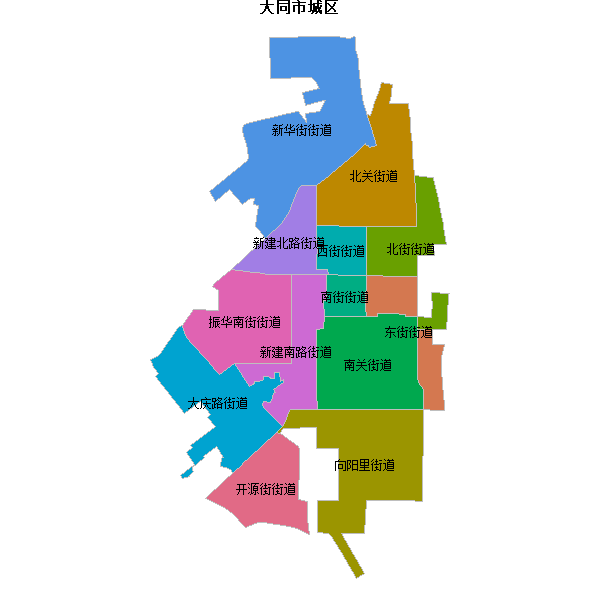 大同市城区乡镇地图shp数据WGS84坐标系.shp