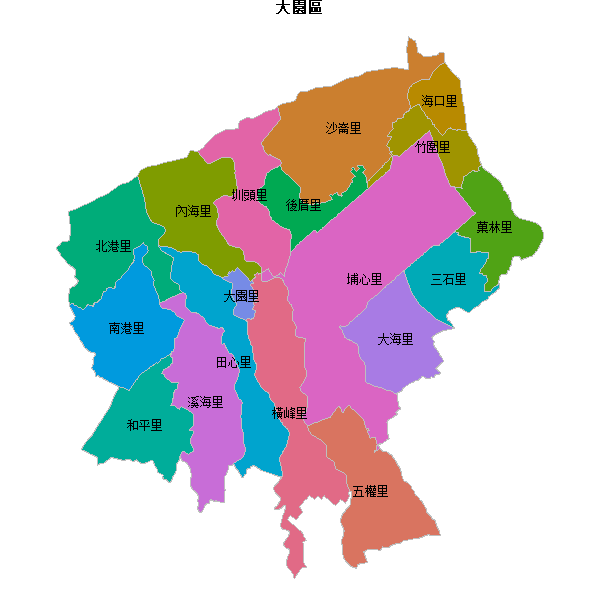 大園區乡镇地图shp数据WGS84坐标系.shp
